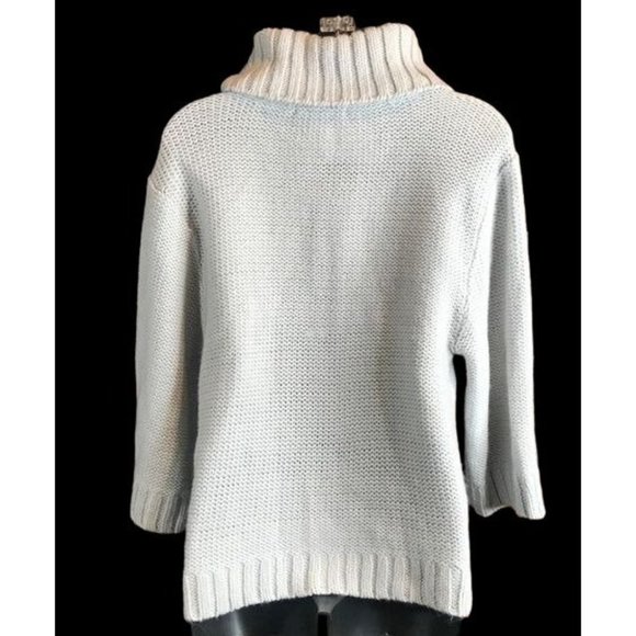 White House Black Market Gray Cardigan Cowl Turtle Neck Sz M - Picture 2 of 4